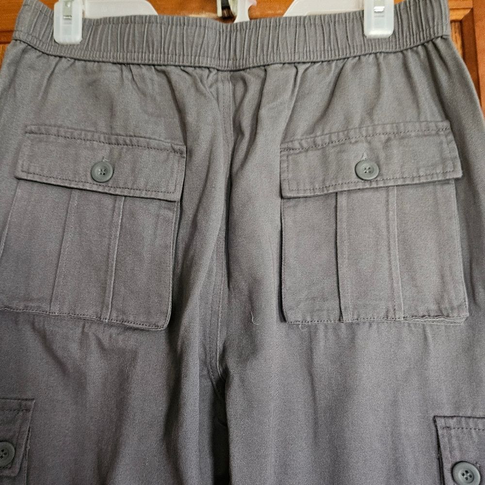 Mens Gray Cargo Pants Size L Drawstring Waist New Without Tags 30" Wst - Picture 4 of 10